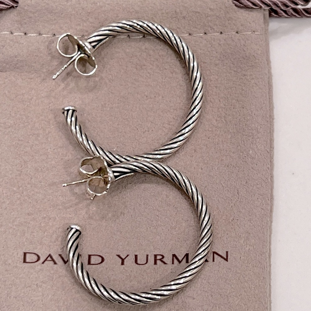 Authentic David Yurman silver cable hoop earrings